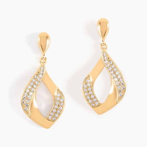 Boucles D'oreilles Pendantes Mai-lee Plaqu&eacute; Or Oxyde De Zirconium - Boucles d'oreilles fantaisie Femme | Histoire d&rsquo;Or