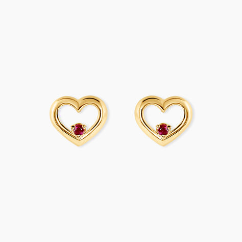 Boucles D'oreilles Puces Martella Or Jaune Rubis - Clous d'oreilles Femme | Histoire d&rsquo;Or