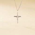 Pendentif Damian Croix Or Blanc - Pendentifs Bapt&ecirc;me Famille | Histoire d&rsquo;Or