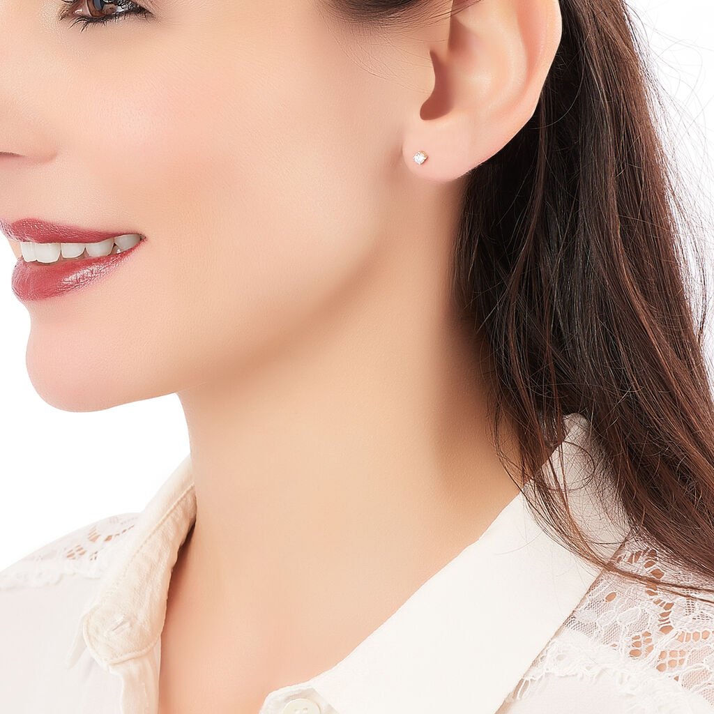 Boucles D'oreilles Puces Victoria Or Jaune Diamant - Clous d'oreilles Femme | Histoire d&rsquo;Or
