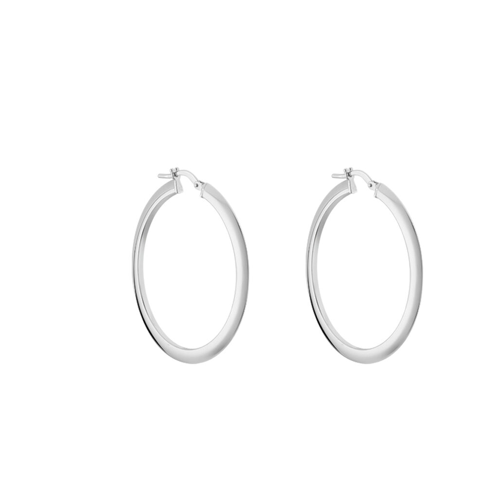 Créoles Argent Blanc Hally - Boucles d'oreilles créoles Femme | Histoire d’Or