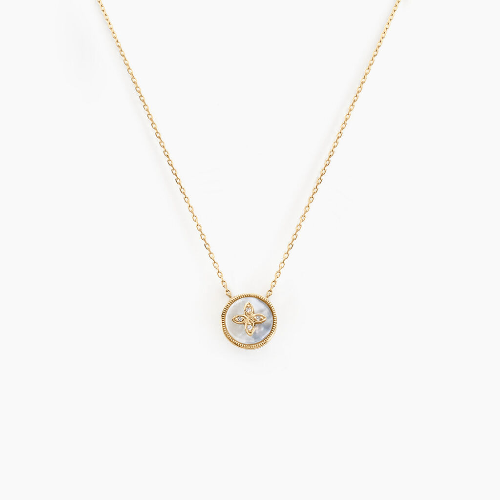 Collier Talisman Or Jaune Nacre Diamant - Colliers Femme | Histoire d’Or