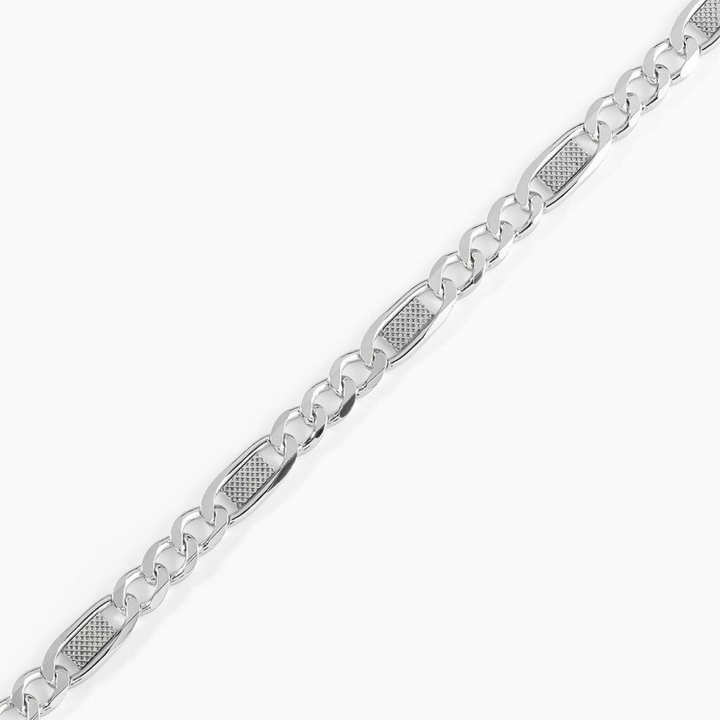 Bracelet Jeremi Maille Alternee 1/3 Et Plaquettes Argent Blanc - Bracelets cha&icirc;ne Homme | Histoire d&rsquo;Or