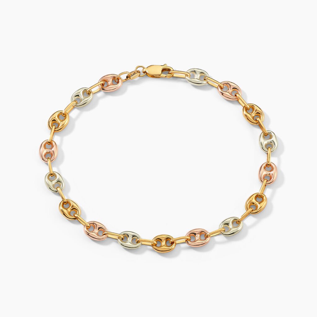 Bracelet Dami Maille Grain De Café Or Tricolore - Bracelets chaîne Homme | Histoire d’Or