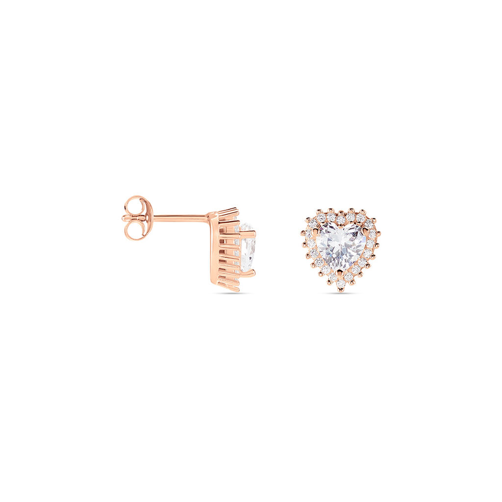 Boucles D'oreilles Puces Calvi Argent Rose Oxyde De Zirconium - Boucles d'oreilles fantaisie Femme | Histoire d’Or