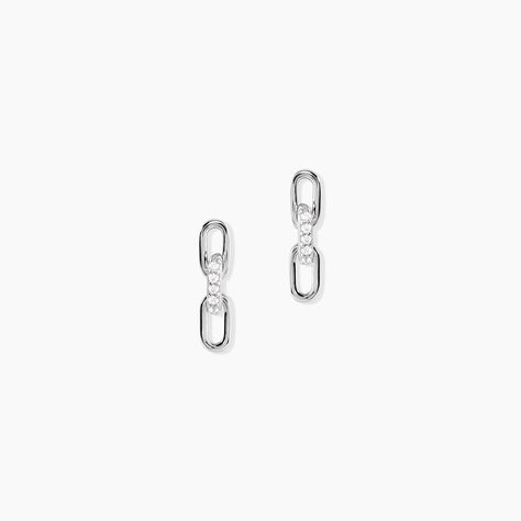 Boucles D'Oreilles Pendantes Maurine Argent Blanc Oxyde De Zirconium - Boucles d'oreilles fantaisie Femme | Histoire d&rsquo;Or
