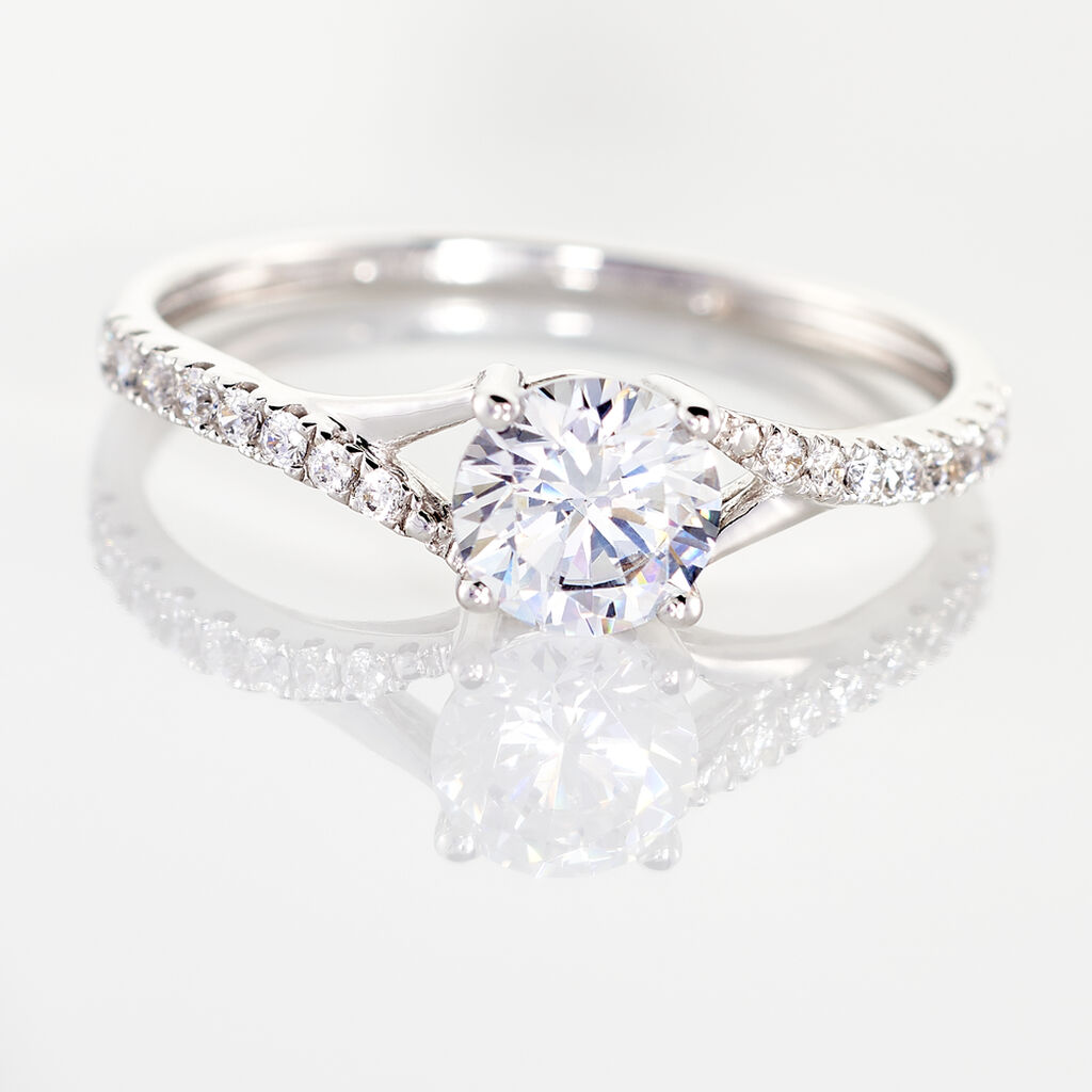Bague Evita Or Blanc Oxyde De Zirconium - Bagues solitaires Femme | Histoire d&rsquo;Or