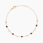 Bracelet Falk Or Jaune Am&eacute;thyste Oxyde De Zirconium - Bracelets Femme | Histoire d&rsquo;Or