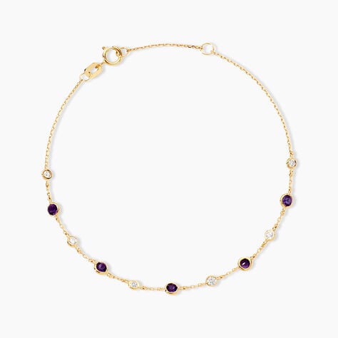 Bracelet Falk Or Jaune Am&eacute;thyste Oxyde De Zirconium - Bracelets Femme | Histoire d&rsquo;Or