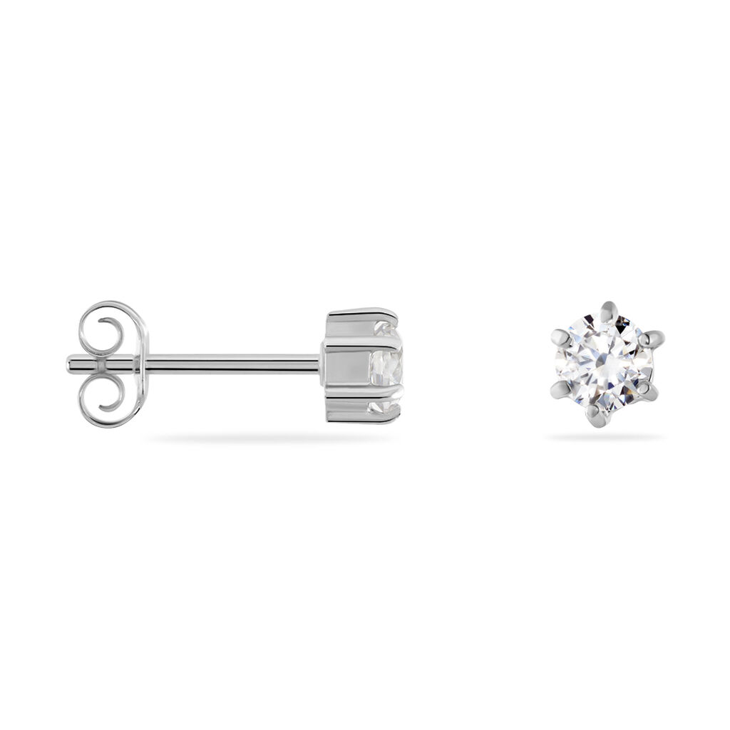 Boucles D'oreilles Puces Petrine Argent Blanc Oxyde De Zirconium - Boucles d'oreilles fantaisie Femme | Histoire d’Or