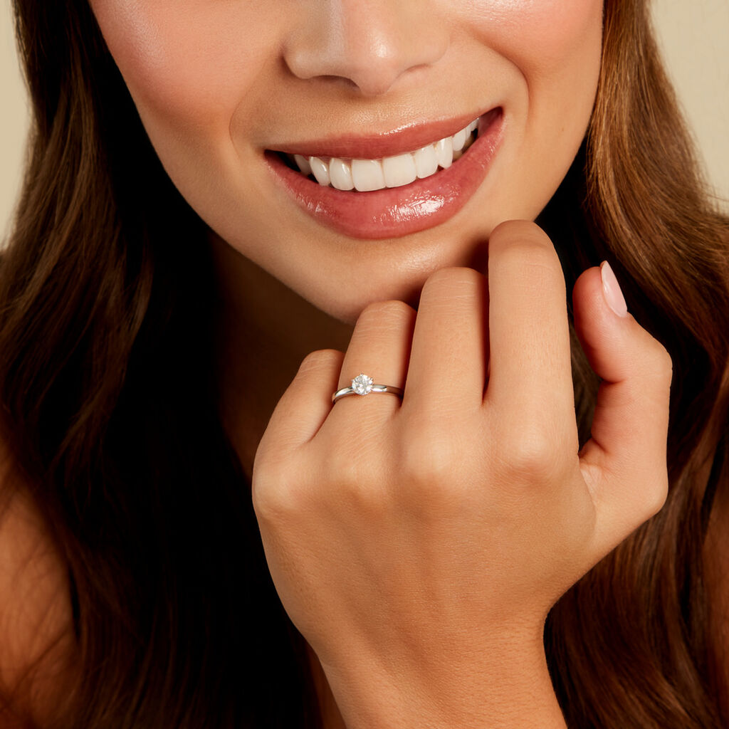 Bague Natalia Ld Platine Blanc Diamant Synth&eacute;tique - Bagues solitaires Femme | Histoire d&rsquo;Or