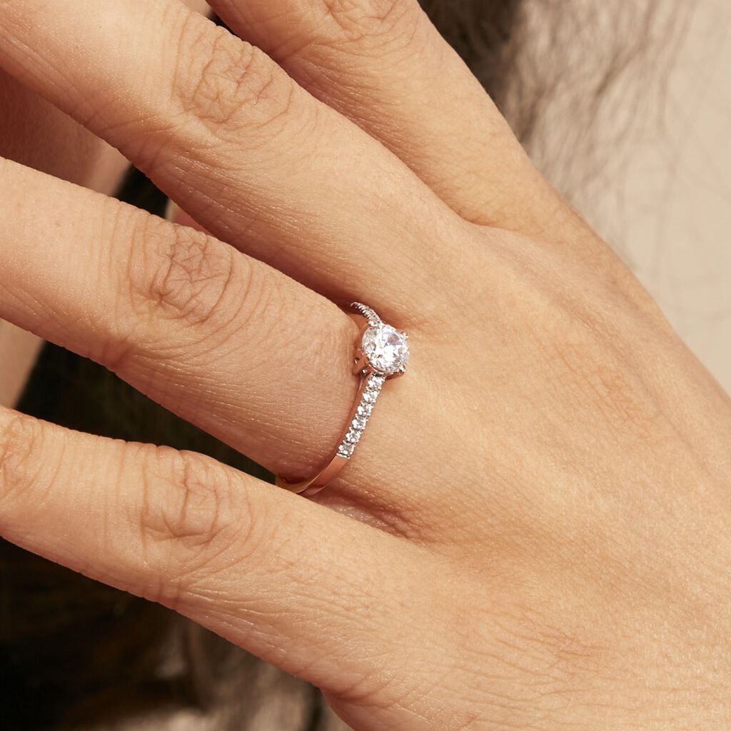 Bague Solitaire Manon Or Rose Oxyde De Zirconium - Bagues solitaires Femme | Histoire d’Or