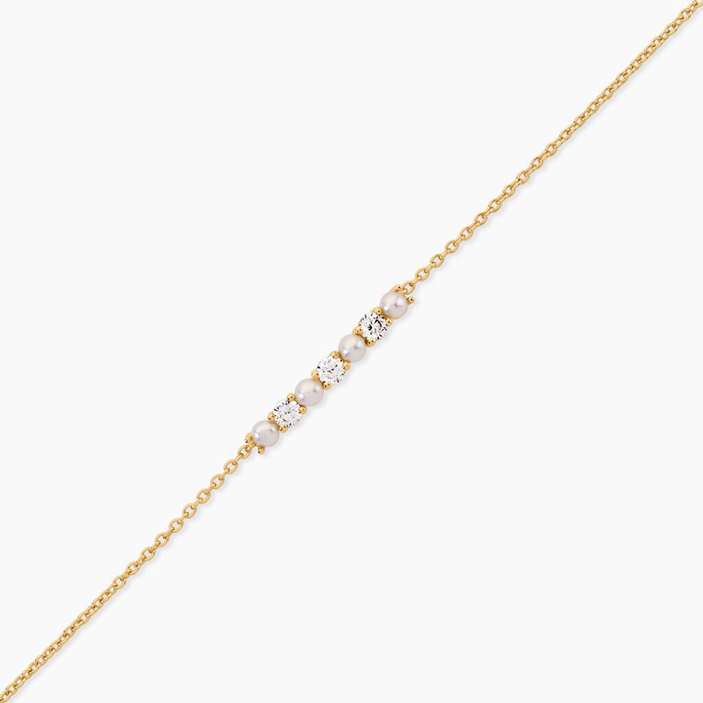 Bracelet Helena Argent Dor&eacute; A L'Or 750/1000 Perle De Culture Oxyde De Zirconium - Bracelets Femme | Histoire d&rsquo;Or
