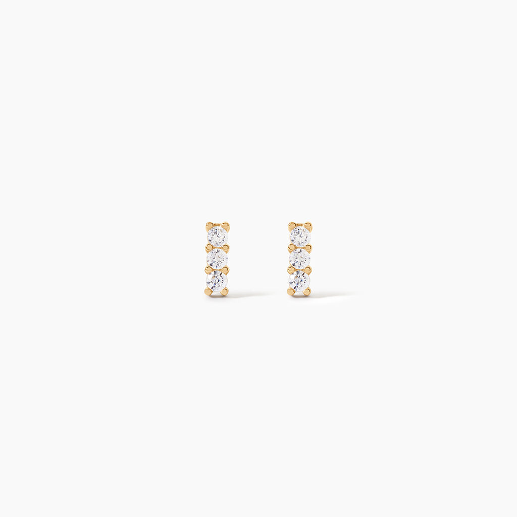 Boucles D'oreilles Puces Youssa Barrettes Or Jaune Oxyde De Zirconium - Clous d'oreilles Femme | Histoire d&rsquo;Or