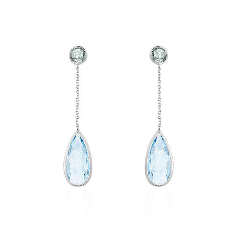 Boucles D'oreilles Pendantes Dennis Or Blanc Topaze - Boucles d'oreilles pendantes Femme | Histoire d’Or