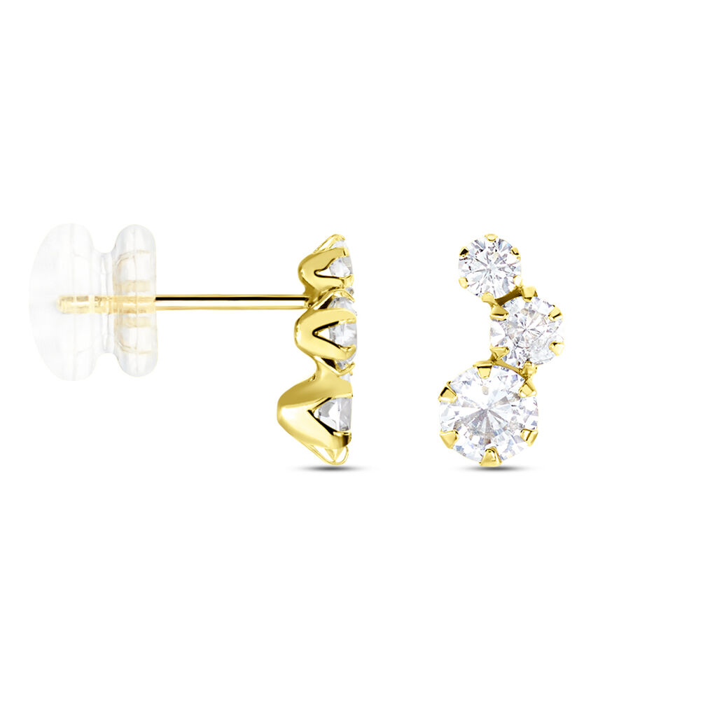 Boucles D'oreilles Puces Or Jaune Albizia Oxydes De Zirconium - Clous d'oreilles Femme | Histoire d&rsquo;Or