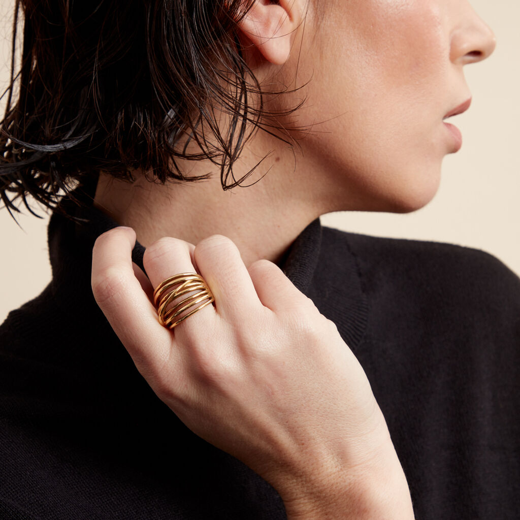 Bague Gold Aura Acier Jaune - Bagues fantaisie Femme | Histoire d’Or