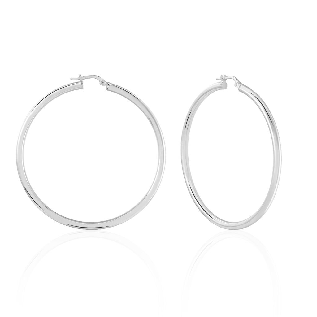 Créoles Argent Blanc Anne - Boucles d'oreilles créoles Femme | Histoire d’Or