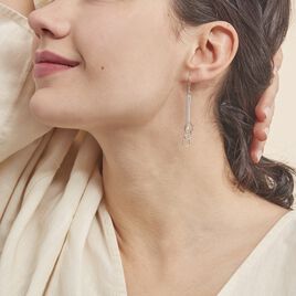 Boucles D'oreilles Pendantes Flat Argent Blanc - Boucles d'oreilles fantaisie Femme | Histoire d’Or