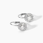 Boucles D'oreilles Pendantes Mentoura Or Blanc Diamant Synth&eacute;tique - Boucles d'oreilles pendantes Femme | Histoire d&rsquo;Or