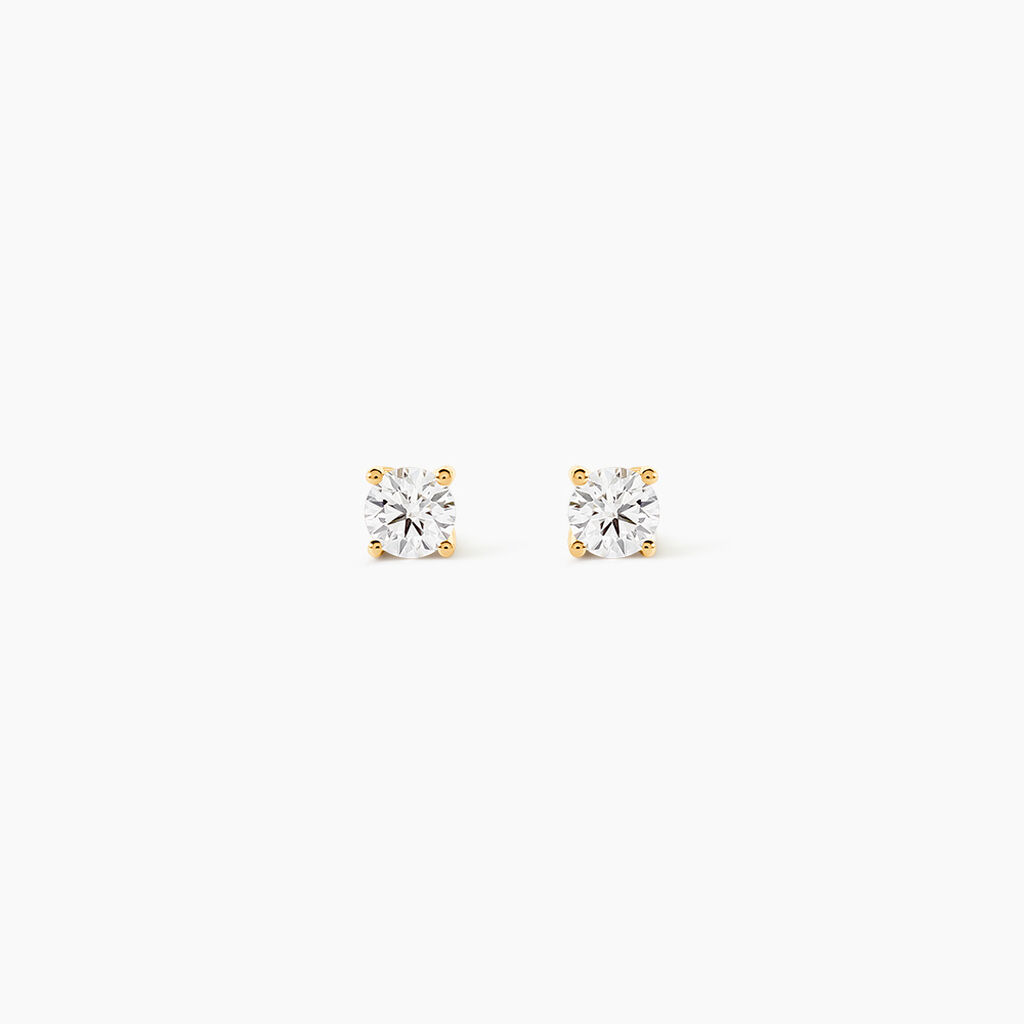 Boucles D'oreilles Puces One Or Jaune Diamants - Clous d'oreilles Femme | Histoire d&rsquo;Or