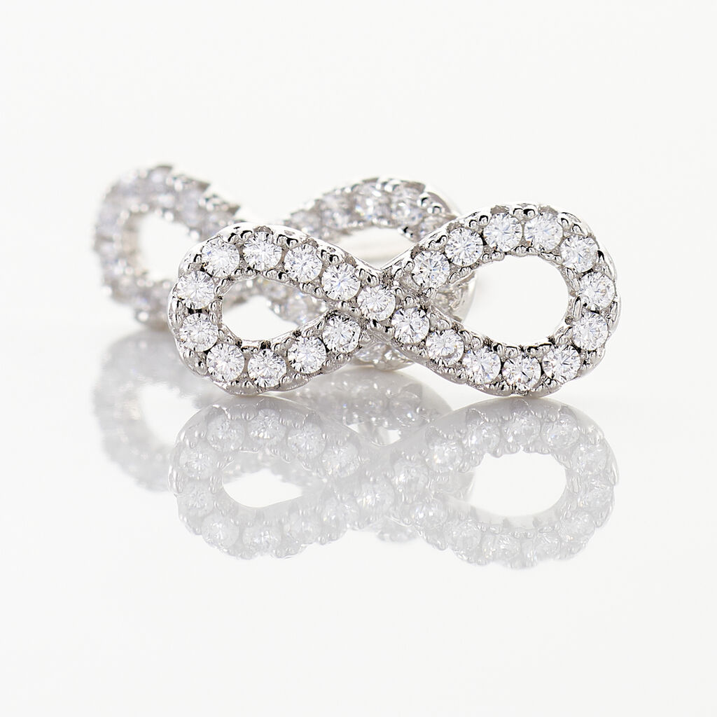 Boucles D'oreilles Puces Cl&eacute;lia Argent Blanc Oxyde De Zirconium - Boucles d'oreilles fantaisie Femme | Histoire d&rsquo;Or