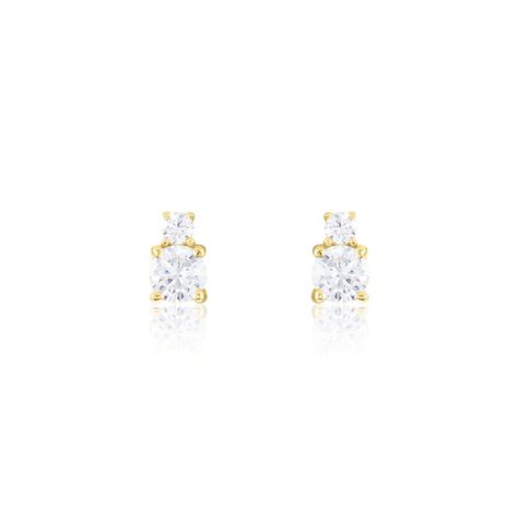 Boucles D'oreilles Puces Constancia Or Jaune Oxyde De Zirconium - Clous d'oreilles Femme | Histoire d’Or