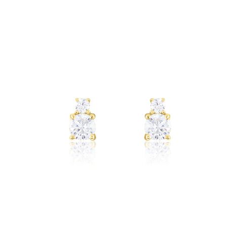 Boucles D'oreilles Puces Constancia Or Jaune Oxyde De Zirconium - Clous d'oreilles Femme | Histoire d’Or