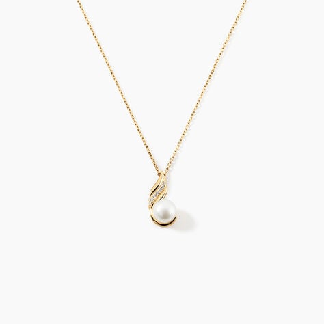 Collier Leta Or Jaune Perle De Culture Et Oxyde De Zirconium - Colliers Femme | Histoire d&rsquo;Or