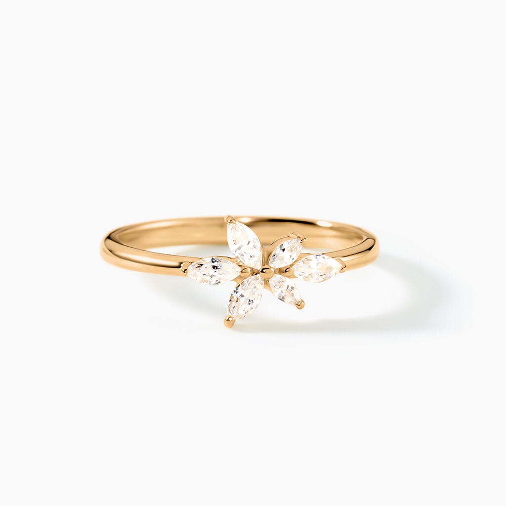 Bague Waouh Plaqu&eacute; Or Jaune Oxyde De Zirconium - Bagues avec pierre Femme | Histoire d&rsquo;Or