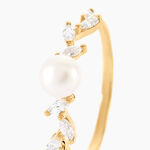 Bague Nacr&eacute;e Or Jaune Perle De Culture Oxyde De Zirconium - Bagues solitaires Femme | Histoire d&rsquo;Or