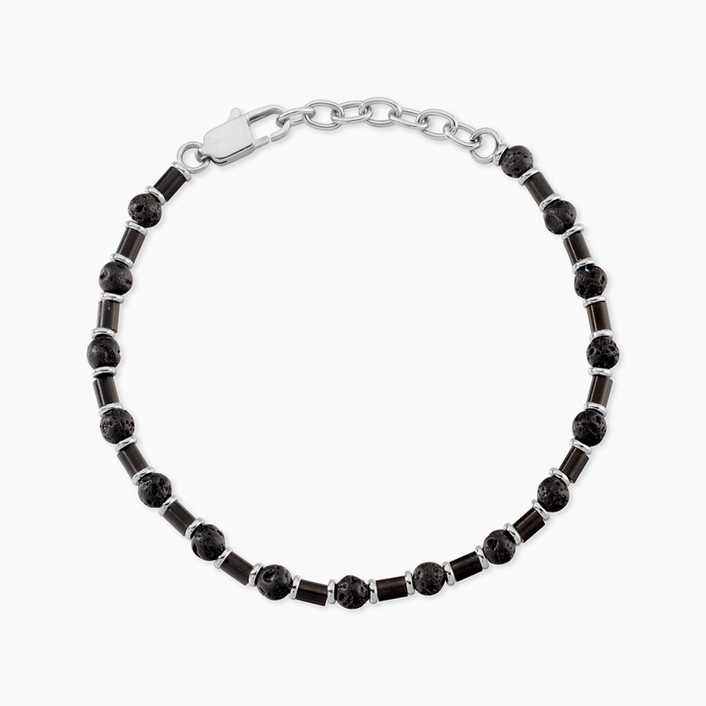 Bracelet Silas Acier Noir Pierre De Lave - Bracelets Homme | Histoire d&rsquo;Or