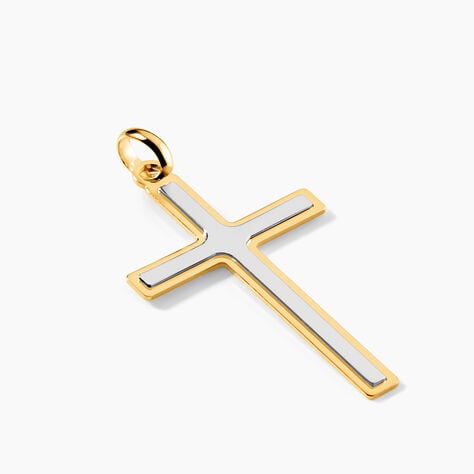 Pendentif Casey Croix Or Bicolore - Pendentifs Bapt&ecirc;me Famille | Histoire d&rsquo;Or