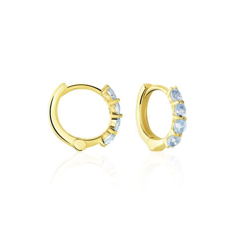 Cr&eacute;oles Leatrice Or Jaune Topaze Bleu Sky - Boucles d'oreilles cr&eacute;oles Femme | Histoire d&rsquo;Or