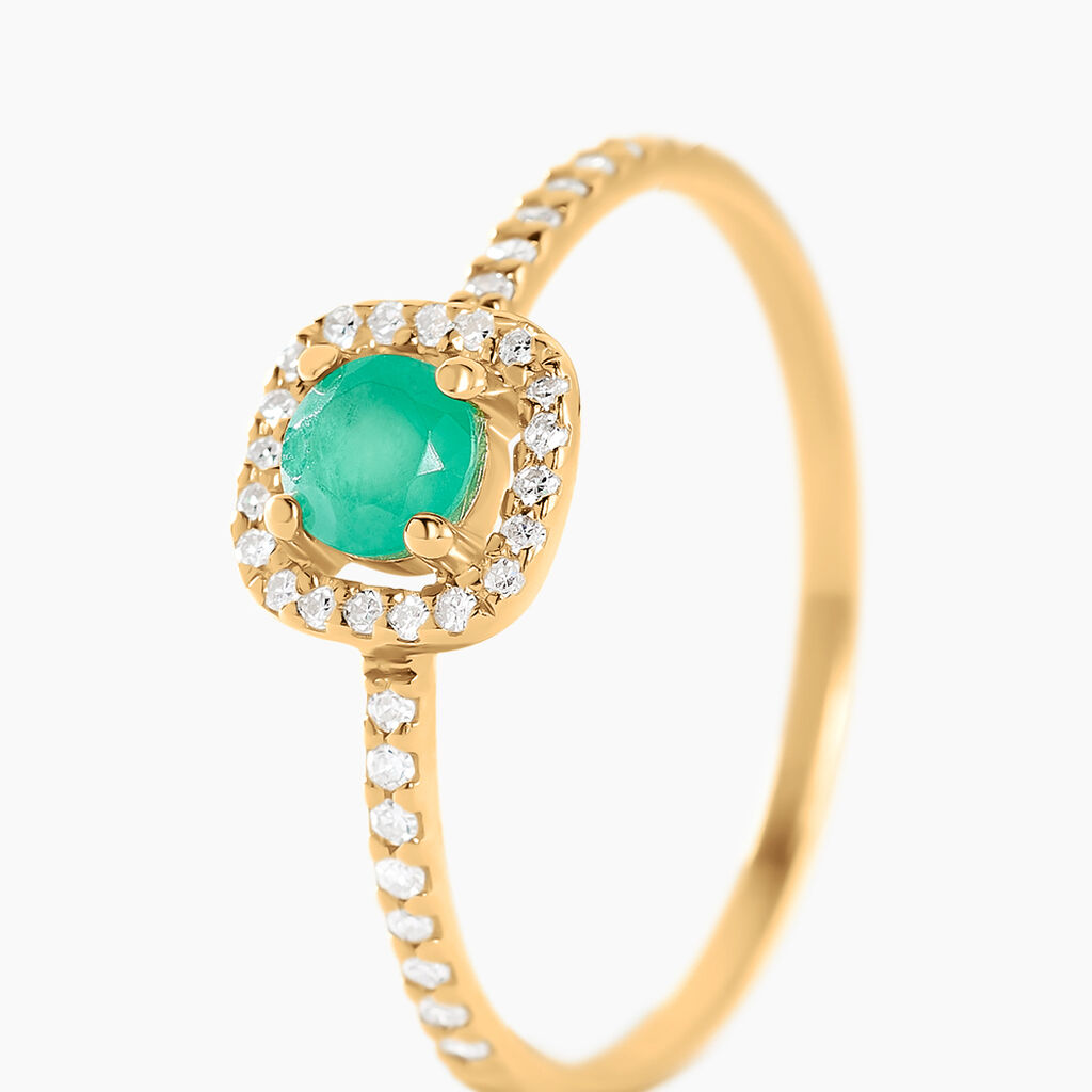 Bague Cosimo Or Jaune Emeraude Diamant - Bagues solitaires Femme | Histoire d&rsquo;Or