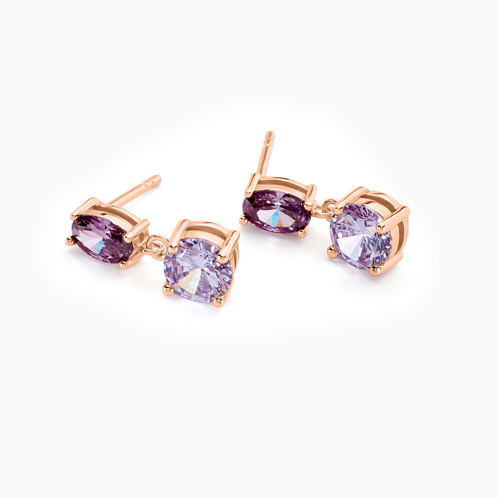 Boucles D'oreilles Pendantes Argent Rose Brenna Oxydes De Zirconium - Boucles d'oreilles fantaisie Femme | Histoire d’Or