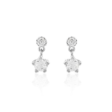 Boucles D'oreilles Puces Tibby Argent Blanc Oxyde De Zirconium - Boucles d'oreilles fantaisie Femme | Histoire d’Or