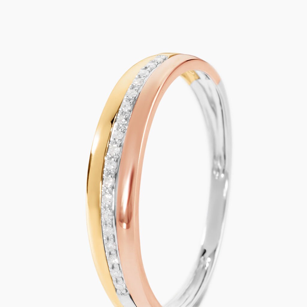 Bague Or Tricolore Vanadis Diamants - Bagues avec pierre Femme | Histoire d&rsquo;Or