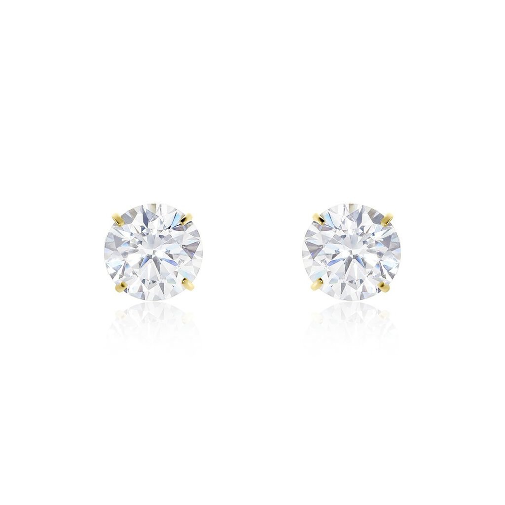 Boucles D'oreilles Puces Or Jaune Katherina Oxyde De Zirconium - Clous d'oreilles Femme | Histoire d’Or