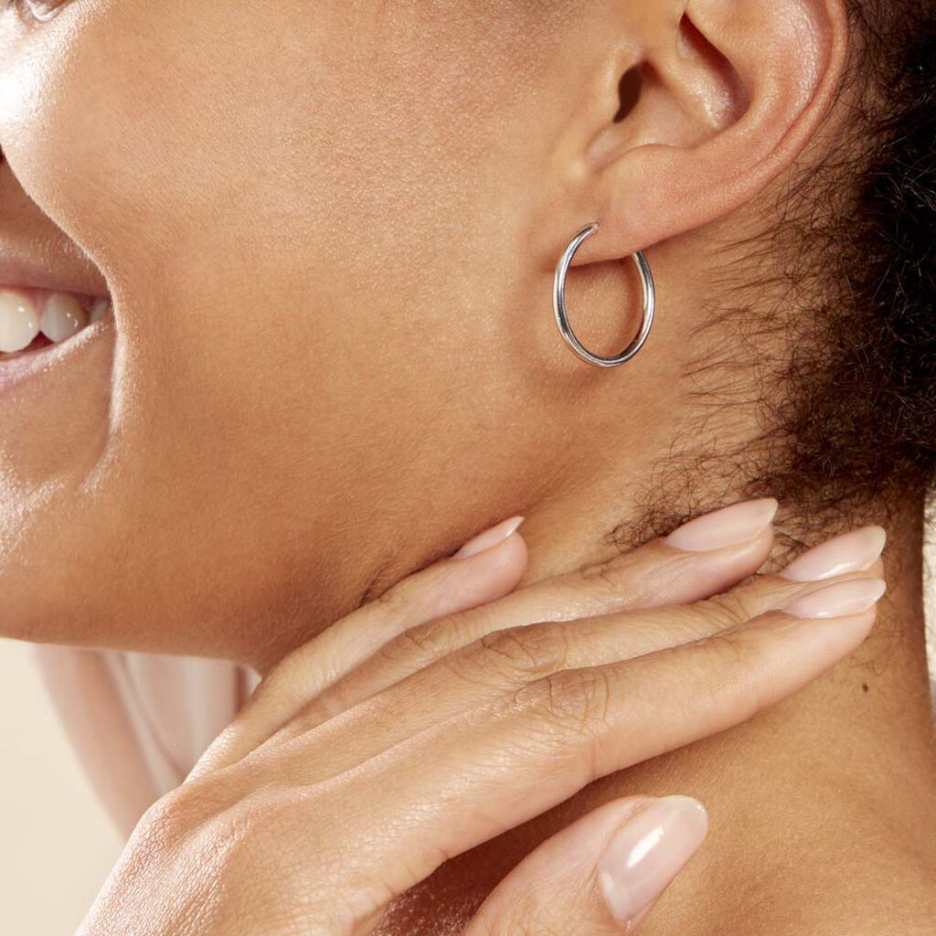 Créoles Argent Blanc Olympia - Boucles d'oreilles créoles Femme | Histoire d’Or