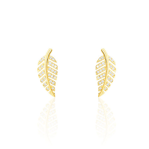Boucles D'oreilles Puces Tourkia Or Jaune Oxyde De Zirconium - Clous d'oreilles Femme | Histoire d&rsquo;Or