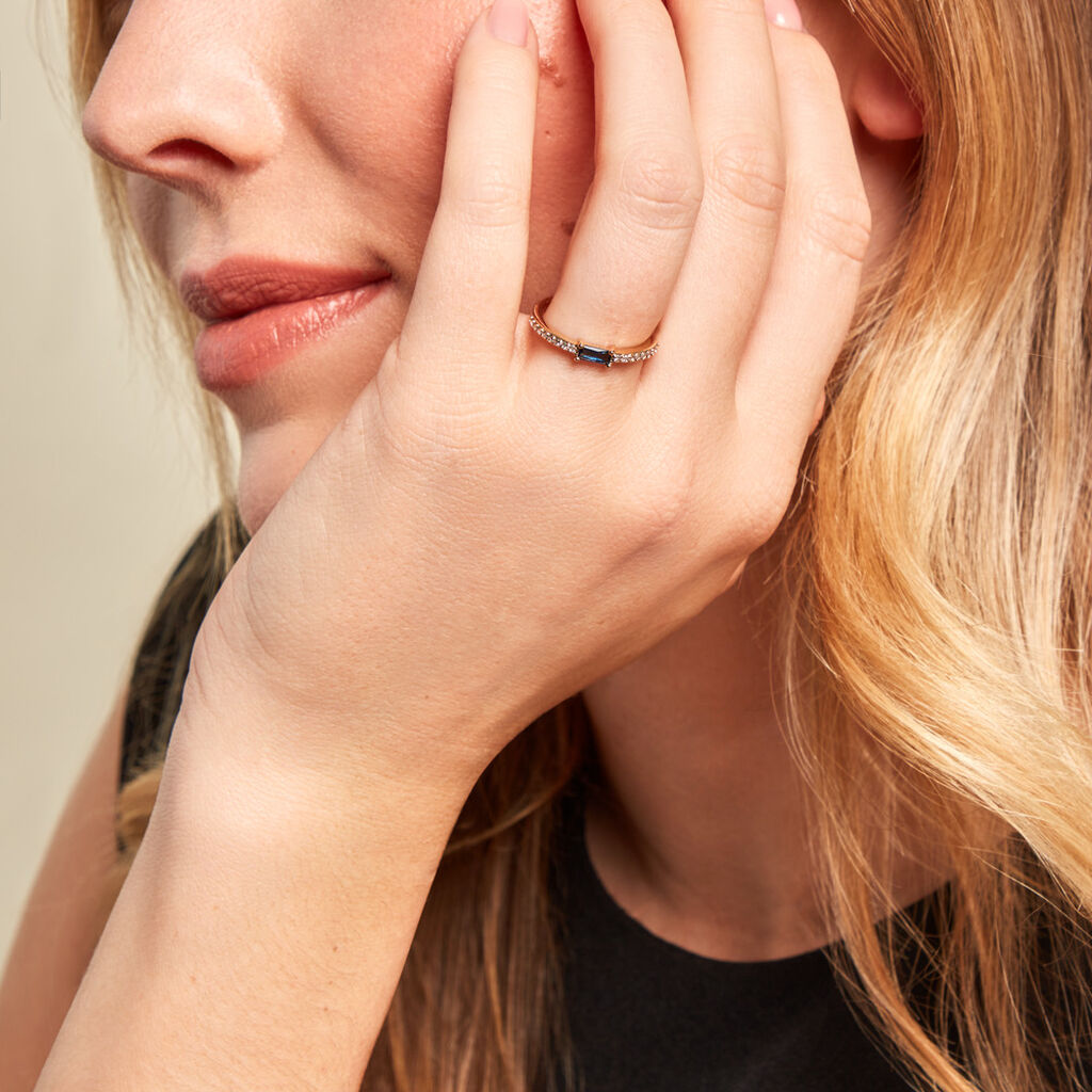Bague Gamboa Plaqu&eacute; Or Jaune Verre Oxyde De Zirconium - Bagues solitaires Femme | Histoire d&rsquo;Or