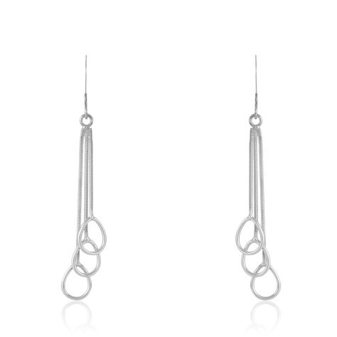 Boucles D'oreilles Pendantes Flat Argent Blanc - Boucles d'oreilles fantaisie Femme | Histoire d’Or