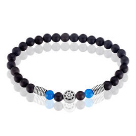 Bracelet Acier Huguesa Agate Noir Pierres Bleues - Bracelets fantaisie Homme | Histoire d’Or