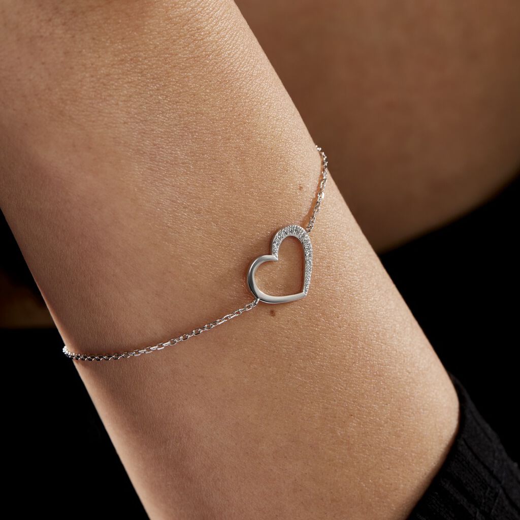 Bracelet Oflaz Argent Blanc Oxyde De Zirconium - Bracelets Coeur Femme | Histoire d’Or