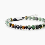 Bracelet Jourdan Archimedes Acier Argent&eacute; Oeil De Tigre Turquoise - Bracelets Homme | Histoire d&rsquo;Or