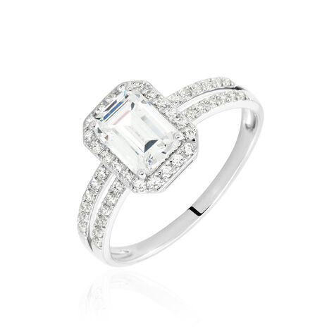 Bague Solitaire Accompagnž Or Blanc Addy Oxyde De Zirconium - Bagues solitaires Femme | Histoire d’Or