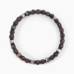 Bracelet Naturel Acier Argent&eacute; Bronzite Turquoise H&eacute;matite - Bracelets Pierre Homme | Histoire d&rsquo;Or