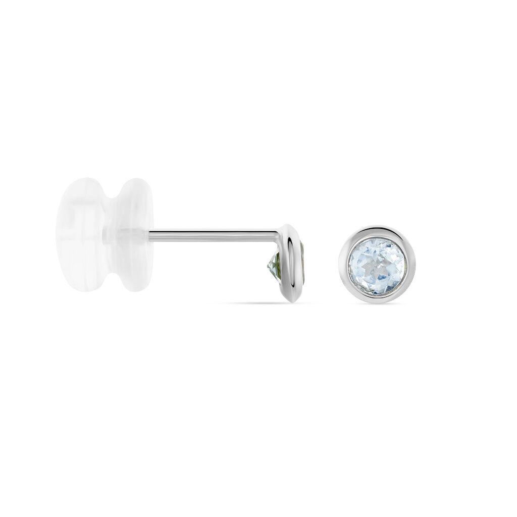 Boucles D'oreilles Puces Edy Serti Clos Or Blanc Topaze - Clous d'oreilles Femme | Histoire d’Or
