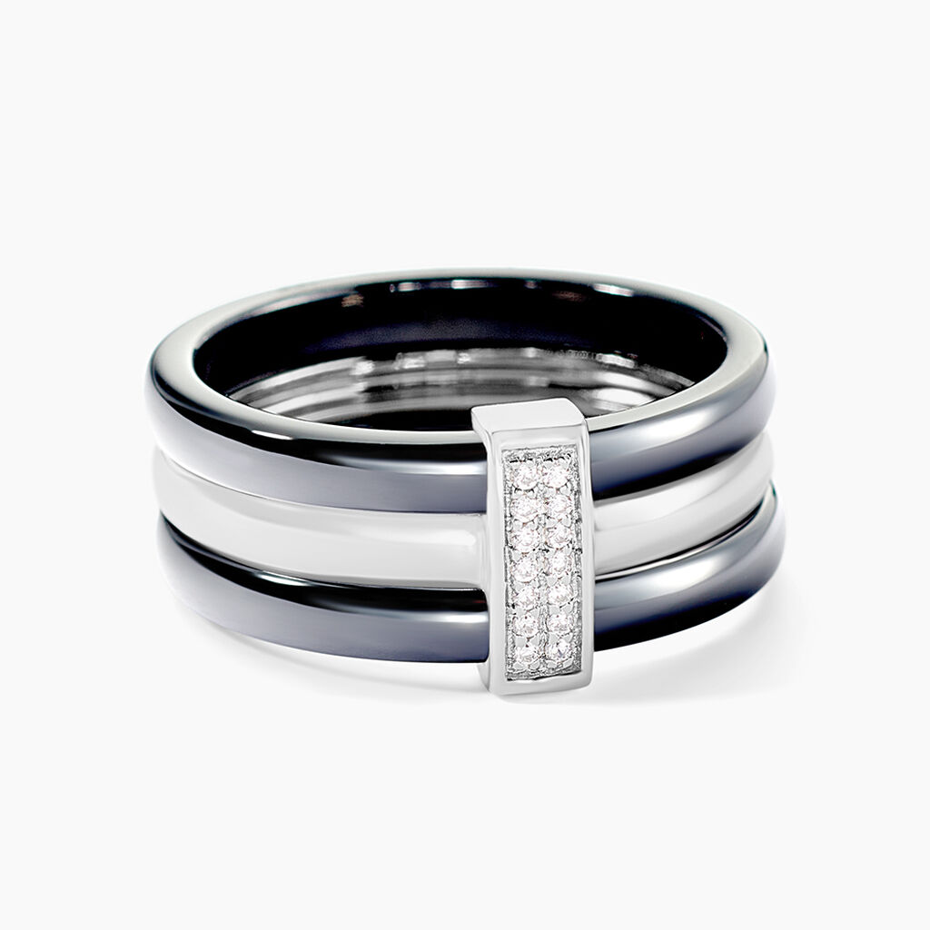 Bague Ceramik Design Argent Blanc Céramique Et Oxyde De Zirconium - Bagues avec pierre Femme | Histoire d’Or